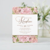 バラ魅力的ヴィンテージほこりっぽいピンクウェディングレセプション 招待状 (スタンド正面)