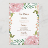 バラ魅力的ヴィンテージほこりっぽいピンクフローラディナー メニュー (正面)
