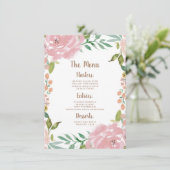 バラ魅力的ヴィンテージほこりっぽいピンクフローラディナー メニュー (スタンド正面)