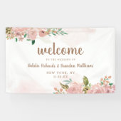 バラ魅力的ヴィンテージほこりっぽいピンクフローラ歓迎 横断幕 (横)