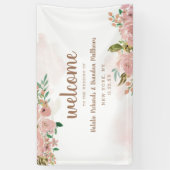 バラ魅力的ヴィンテージほこりっぽいピンクフローラ歓迎 横断幕 (縦)