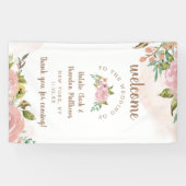 バラ魅力的ヴィンテージほこりっぽいピンクフローラ歓迎 横断幕 (横)