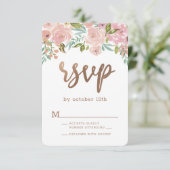 バラ魅力的ヴィンテージほこりっぽいピンクフローラ水色 出欠カード (スタンド正面)