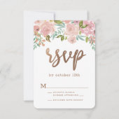 バラ魅力的ヴィンテージほこりっぽいピンクフローラ水色 出欠カード (正面)