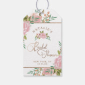 バラ魅力的ヴィンテージほこりっぽいピンクブライダルシャワー ギフトタグ (裏面)