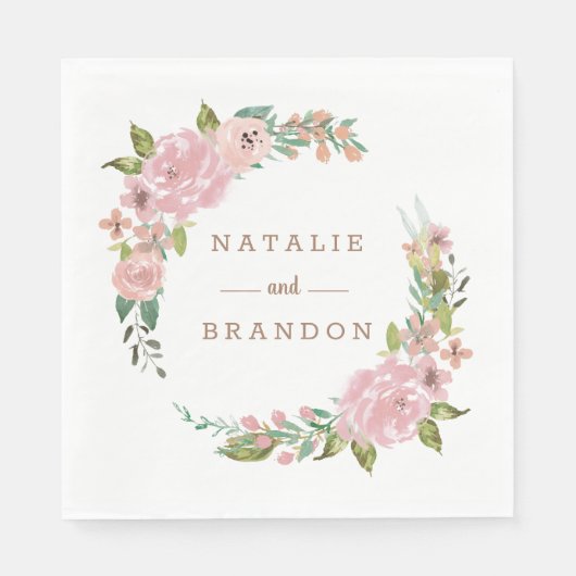 バラ魅力的ヴィンテージほこりっぽいピンクモノグラムディナー スタンダードランチョンナプキン (正面)