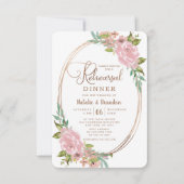 バラ魅力的ヴィンテージほこりっぽいピンクリハーサルディナー 招待状 (正面)