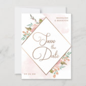 バラ魅力的ヴィンテージほこりっぽいピンク日付を保存 マグネット招待状 (正面)