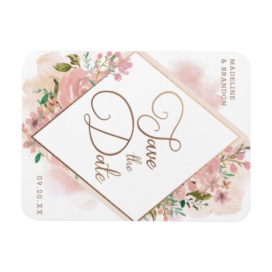 バラ魅力的ヴィンテージほこりっぽいピンク日付を保存 マグネット (横)