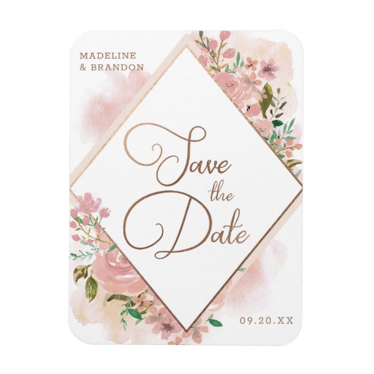 バラ魅力的ヴィンテージほこりっぽいピンク日付を保存 マグネット (縦)