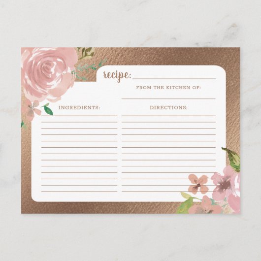 バラ魅力的ヴィンテージピンクブライドへレシピカード 案内ポストカード (裏面)