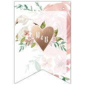 バラ魅力的ヴィンテージピンクモノグラム愛は甘い バンティングフラッグ (第1の旗)