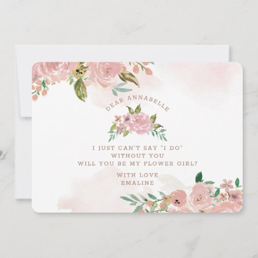 バラ魅力的ヴィンテージフラワーガール提案カード (裏面)