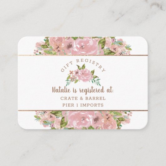 バラ魅力的ヴィンテージブライダルシャワーギフト登録簿 エンクロージャーカード (正面)