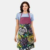 バラ鮮やかブーケエプロン エプロン (着用した状態)
