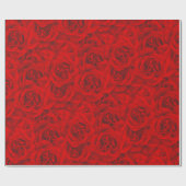 バラ鮮やか花継ぎ目なしパターンフローラ赤 ラッピングペーパー (フラット)