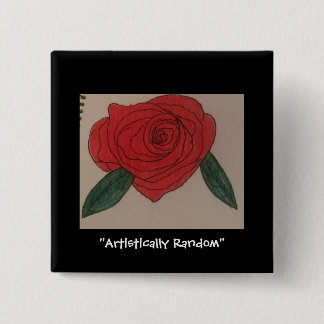 バラ黒の四角ボタン 缶バッジ