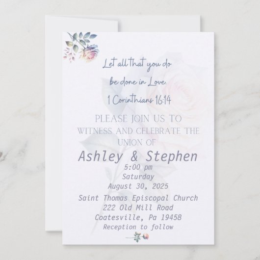 バラ1コリント結婚式招待状 招待状 (正面)