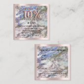 バラ10%オフ割引ロゴヘアブルーピンクマーブル 予約カード (正面/裏面)