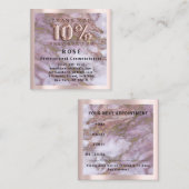 バラ10%オフ割引ロゴ髪の金ゴールドピンク大理石 予約カード (正面/裏面)