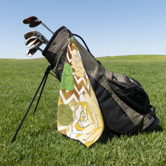 バラ1 ゴルフタオル (グリーン)