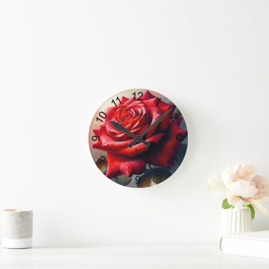 バラ2 ラウンド壁時計 (ホーム)