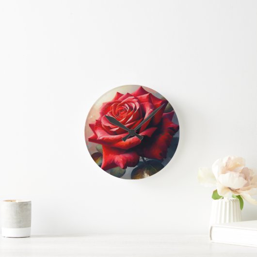 バラ2 ラウンド壁時計 (ホーム)