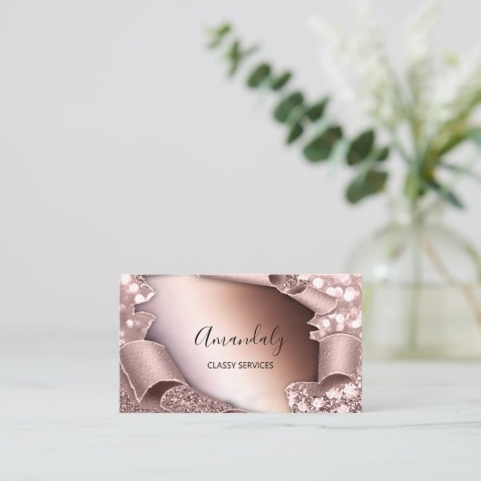 バラ3Dエフェクトフレームエレガントメイクアップピンク 名刺 (スタンド正面)