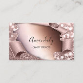 バラ3Dエフェクトフレームエレガントメイクアップピンク 名刺 (正面)