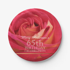 バラ65番目の誕生祝い紙プレート-2- ペーパープレート