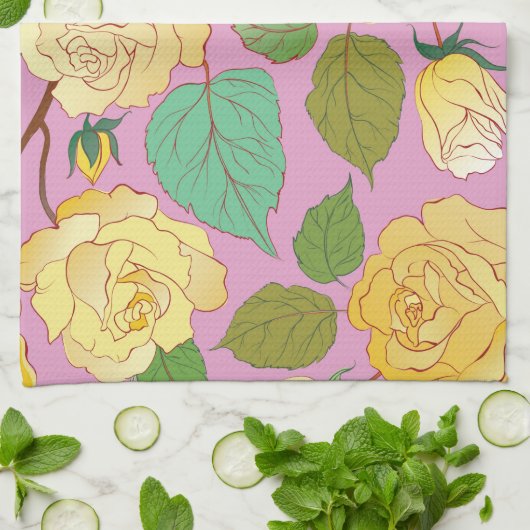 バラ6 キッチンタオル (折り畳み)