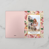 バラ・あじさい卒業写真ありがとう 箔グリーティングカード (外側レイダウン)