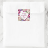 バラ&アジサイカスタム文字バレンタインデー スクエアシール (バッグ)