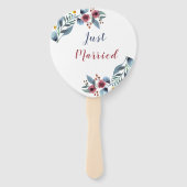 バラ、イエロー&ブルーウォーター色フローラたった今結婚しました ハンドファン (裏面)