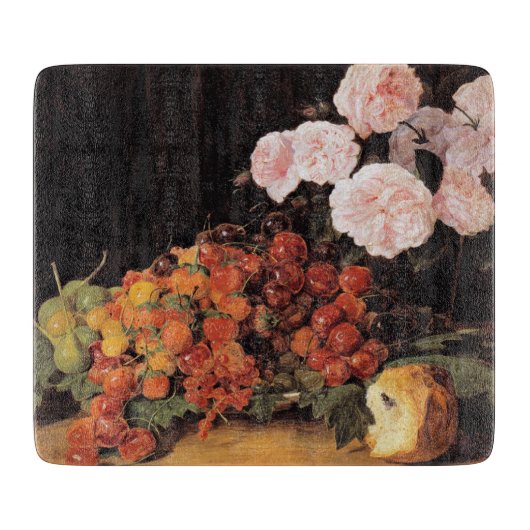 バラ、イチゴとパンを使った静物体験 カッティングボード (正面)