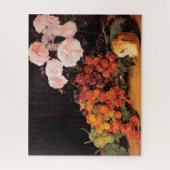 バラ、イチゴとパンを使った静物体験 ジグソーパズル (縦)