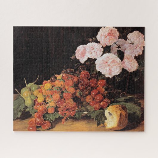 バラ、イチゴとパンを使った静物体験 ジグソーパズル (横)