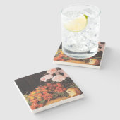 バラ、イチゴとパンを使った静物体験 ストーンコースター (横)