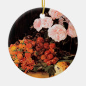 バラ、イチゴとパンを使った静物体験 セラミックオーナメント (正面)