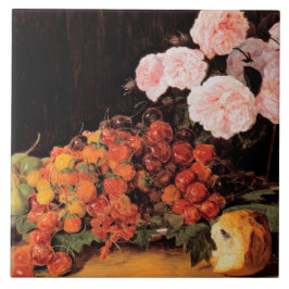 バラ、イチゴとパンを使った静物体験 タイル