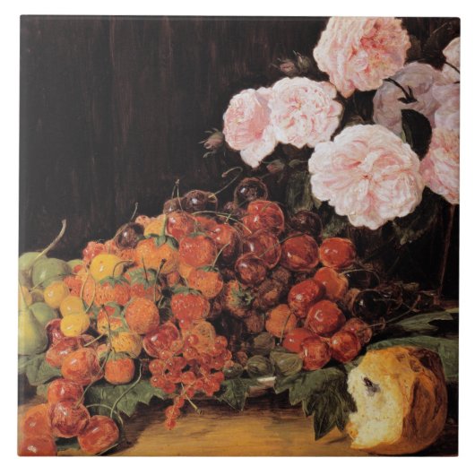 バラ、イチゴとパンを使った静物体験 タイル (正面)