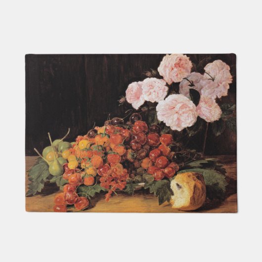 バラ、イチゴとパンを使った静物体験 ドアマット (正面)