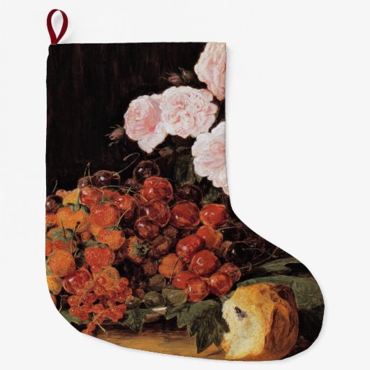 バラ、イチゴとパンを使った静物体験 ラージクリスマスストッキング (正面)