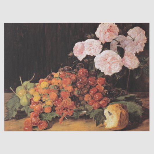 バラ、イチゴとパンを使った静物体験 薄葉紙 (正面)