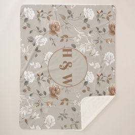 バラ&エレガントつる植物パターンシェルパブランケット シェルパブランケット