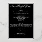 バラ、エレガントブラック結婚ズ、シルバー 箔招待状 (裏面)