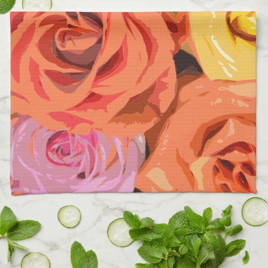 バラ キッチンタオル (折り畳み)