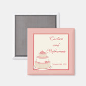 バラ/クリーム結婚ズケーキマグネットの好意 マグネット (正面/裏面)