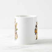 バラ，グラフィックフローラアート，咲くバラの花 コーヒーマグカップ (中央)