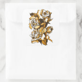 バラ,グラフィックフローラアート,咲くバラの花 スクエアシール (バッグ)